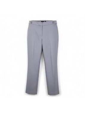 Ann Taylor Womens Light Gray Dress Pants Flat Front Button Details  Size 12